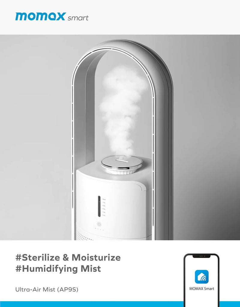Load image into Gallery viewer, Momax Ultra-Air Mist IoT智能紫外光空氣淨化加濕風扇 AP9S【香港行貨 一年保養】
