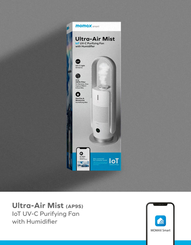 Load image into Gallery viewer, Momax Ultra-Air Mist IoT智能紫外光空氣淨化加濕風扇 AP9S【香港行貨 一年保養】
